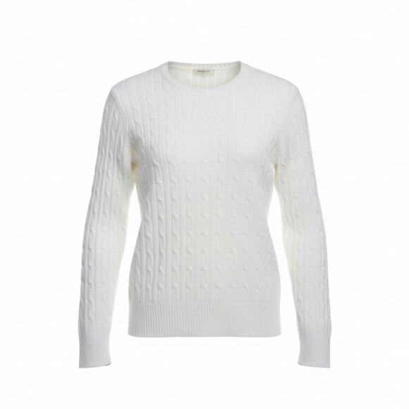 Vintage 90s Coastal Grandma white crew neck cable knit sweater from St Johns Bay - Picture 2 of 8